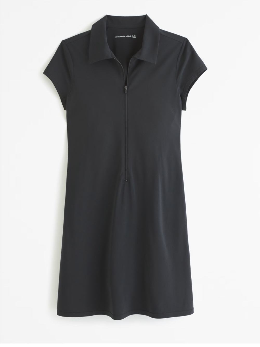 Abercrombie & Fitch Black Short-Sleeve Zip Front Dress